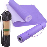 Bodylastics Yoga Mat for Men and Women with Carry Bag TPE 6ft x 2ft x 6mm Large Size Anti Slip & Anti Tear Workout Mat (Violet/Light Violet)