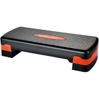 FirstFit Exercise Step Platform Aerobic Stepper Bench, Workout Deck with Adjustable Riser Height - (68cm x 28cm x 10cm/15cm, Red & Black)