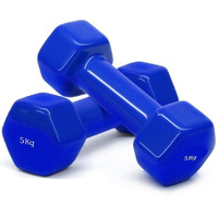 REAL stf Hexagon Cast Iron Vinyl Coated Dumbbell Pair Set (2 x 5Kg) | Non Toxic Vinyl Coated_ Colored Dumbbell |