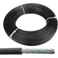 Shopoflux Gym Machine Wire Rope PU Coated Cable Inside Steel (Black) (6 MM, 50 Meter)
