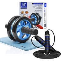 Wearslim Professional Ab Roller With Skipping Rope Combo,Abs Roller for Exercise Fitness Gym Includes Extra Thick Knee pad, Rapid Speed Skipping Rope Ball Bearings