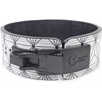 GRIFFIN GEARS Powerlifting Lever Gym Black Buckle With White Abstract Print Power 13MM Extreme Heavy Duty Genuine Leather Belts-Squats Deadlifts Bodybuilding Weight Lifting for Men & Women(M-32 -41 )