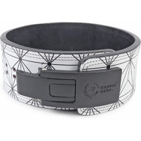 GRIFFIN GEARS Powerlifting Lever Gym Black Buckle With White Abstract Print Power 13MM Extreme Heavy Duty Genuine Leather Belts-Squats Deadlifts Bodybuilding Weight Lifting for Men & Women(S-26 -34 )