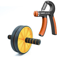 Wearslim Professional Double Wheel Ab Roller with Hand Strengthener, Non-Slip Handles Abdominal Workout Wheel & Hand Grip Exerciser Adjustable Resistance 10-40 kg - Multicolor