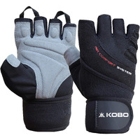 Kobo Leather Wtg-44-Medium Weight Lifting Gym Gloves Hand Protector for Fitness Trainingmedium (Multi Colour) with Wrist Support