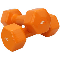 REAL stf Hexagon Cast Iron Vinyl Coated Dumbbell Pair Set (2 x 4Kg) | Non Toxic Vinyl Coated_ Colored Dumbbell |