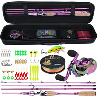 Sougayilang Fishing Baitcasting Combos, Lightweight Carbon Fiber Fishing Pole and 11+1BB Fishing Reel Left Hand for Travel 4-Piece Salt Fresh Water-Left Hand/6.9FT with Carrier Bag