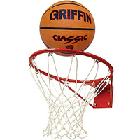 Griffin Basketball Set Full Size Basketball Ring with Basketball Brick Size 7 Rubber Made Smooth Grip Basketball Net Hoop Ring with Net & Full Size Ball (Wall Mount Basketball Hoop Ring with Net