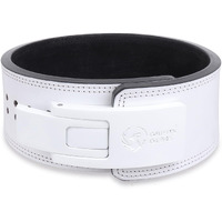 GRIFFIN GEARS Powerlifting Lever Gym White Buckle With White Belt Power 10MM Extreme Heavy Duty Genuine Leather Belts-Squats Deadlifts Bodybuilding Weight Lifting IPF Strongman for Men(Small-26 -34 )