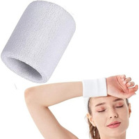 XFyt Soft Cotton Wrist Sweatband | Strechable High Elasticity absorbtion Sweat Bands Towel for Men Women Tennis Badminton Cricket Yoga Pilates (1 Piece, White)