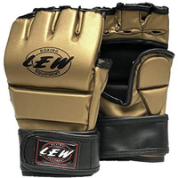 LEW Gold/Black Fight/MMA/Muay Thai Thumb Protection Grappling Gloves (Gold/Black, Large/Ex-Large)