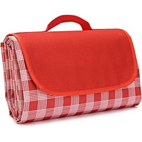 SPELLWISH Polyester Picnic Rectangular Shape Blanket 150 * 200 Cm Portable Beach Mat Waterproof Outdoor Blanket With Handle For Camping, Beach, Travel, Bbq, Outdoor, Hiking (Red)