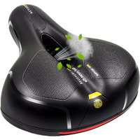 Linist Bicycle Seat, Replacement Wide Saddle Bicycle with Waterproof Memory Foam Padded Leather, Reflective Strip Seat Cushion and Dual Shock Absorbing Rubber Balls, Bicycle Saddle (Black-Yellow)