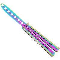 Street27 Butterfly Knives Trainer with O-Ring Latch for Beginner, Balisong Trainer Multifunctional Tool for Practicing Flipping Tricks, Stainless Steel Pocket Knives Trainer Tool (Colorful)