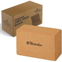 Wearslim Cork Yoga Block Premium High Density Non-Slip Exercise Yoga Bricks, Lightweight, Odor-Resistant and Moisture-Proof, Perfect Yoga Equipment for Women & Men- Size (24 x 14 x 9 cm) (1, Premium)