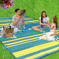 NOVAK DECORS Handy Reversible Sleeping Mat with Strap, Foldable, Durable, Waterproof, Sandproof Chatai Mats for Home 3x6 Feet Small Size, Perfect for Picnics, Beaches, Outings, Park, Camping