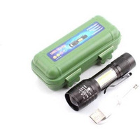 Care 4 Zoomable USB Rechargeable led Pocket Flashlight with Clip Torch (Black : Rechargeable)