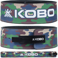 Kobo 10mm Lever Belt Weight Lifting Gym Fitness, Natural Genuine Leather 4 Wide Back Support, 9 Adjustable Holes, Powerlifting Bodybuilding Deadlift Squat Workout Strength Training, Men Women WTB-08