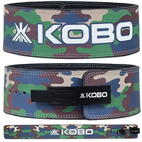 Kobo 10mm Lever Belt Weight Lifting Gym Fitness, Natural Genuine Leather 4 Wide Back Support, 9 Adjustable Holes, Powerlifting Bodybuilding Deadlift Squat Workout Strength Training, Men Women WTB-08
