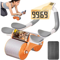 VETMOC Ab Roller Set with Handle and Silent Knee Pad Mat for Exercise Gym, Premium Abdominal Ab Roller with Phone Holder for Core workout, fitness & Exercise, Home Workout Equipment for Men Women