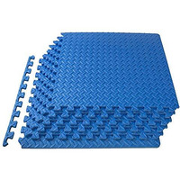 Kobo AC-62-BLUE Interlocking Tiles, Protective Flooring for Gym Equipment and Cushion for Workouts (Blue)