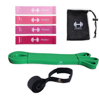Fitlastics Resistance Loop Bands Set for Squats, Stretching, Strength Training Exercises, HIPS & Glutes Heavy Workouts for Men & Women (Pink Loop + Green Pullup Band Combo)