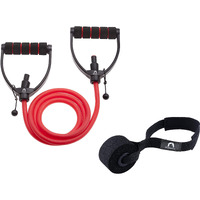 Bodylastics Silicone, Natural Rubber Resistance Tube with Adjustable Length, Non-Slip Handles, High Density Door Anchor for Strength Training (Red - 15 LBS)