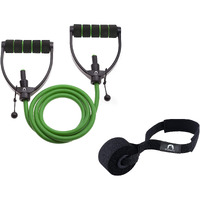 Bodylastics Resistance Tube with Adjustable Length, Non-Slip Handles, High Density Door Anchor for Strength Training (Green - 25 LBS)(Material: Natural Rubber)