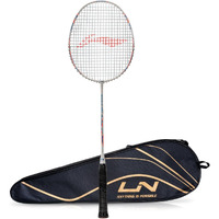 Li-Ning G-Force Superlite Max 10 Carbon Fibre Badminton Racket with Free Full Cover(80 Grams, 28 Lbs) (White Blue Orange)