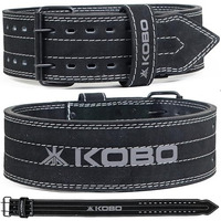 Kobo WTB-05 Leather Power Weight Lifting Belt 10 mm Thick, 4 Inches Wide (LARGE, Black)