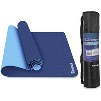 STRAUSS TPE Dual Layer Yoga Mat | Exercise Mat for Yoga, Pilates & Gym | Lightweight & Eco-Friendly Material | Yoga Mat for Women and Men | Ideal for Home Gym Workout | Includes Carry Bag | 6MM (Blue)