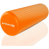 Strauss Yoga Foam Roller | Deep Tissue Massage Roller for Knee Exercise, Muscles Recovery & Physiotherapy | Home Gym Fitness Equipment for Full Body Relaxation and Flexibility | 45cm,(Orange)
