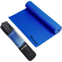 STRAUSS Yoga Mat with Carry Bag | Anti-Slip Exercise Mat for Women & Men | Home Gym Workout, Yoga, Pilates | Eco-friendly | Non-Slip Surface | Lightweight & Durable | 6mm (Blue)