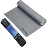 STRAUSS Yoga Mat with Carry Bag | Anti-Slip Exercise Mat for Women & Men | Home Gym Workout, Yoga, Pilates | Eco-friendly | Non-Slip Surface | Lightweight & Durable | 4mm (Grey)