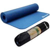 Strauss Yoga Mats For Women | Eco-friendly mat for men | Exercise mat for home workout, Pilates, gym mat Anti Slip Fitness mat | Yoga Mat For Kids, cushioned yoga mat with Carry Bag, 6mm (Blue)