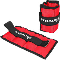 Strauss Adjustable Ankle Wrist Weights 0.5 KG X 2 | Ideal for Walking, Running, Jogging, Cycling, Gym, Workout & Strength Training | Easy to Use on Ankle, Wrist, Leg, (Red)