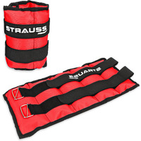 Strauss Adjustable Ankle Wrist Weights 2 KG X 2 | Ideal for Walking, Running, Jogging, Cycling, Gym, Workout & Strength Training | Easy to Use on Ankle, Wrist, Leg, (Red)