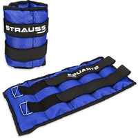 Strauss Adjustable Ankle Wrist Weights 2.5 KG X 2 | Ideal for Walking, Running, Jogging, Cycling, Gym, Workout & Strength Training | Easy to Use on Ankle, Wrist, Leg, (Blue)