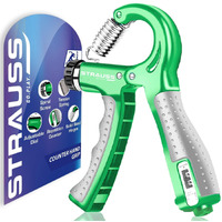 Strauss Adjustable Hand Grip with Smart Counter | Adjustable Resistance (10KG - 60KG) | Hand Gripper for Home & Gym Workouts | Perfect for Finger & Forearm Hand Exercises for Men & Women (Green)
