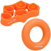Strauss Silicon Palm Hand Grip Exerciser | Hand Strengthener for Carpal Tunnel Relief and Grip Strength | Silicone Finger Gripper and Finger Stretcher | Ideal For All Skill Levels | Set of 2, (Orange)
