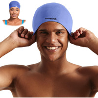 Strauss Swimming Cap | Keeps Hair Clean with Ear Protector | Suitable for Long and Short Hair | Swimming Head Cap with Breathable Fabric | Waterproof Swim Cap for Adult, Woman and Men,(Blue)