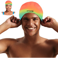 Strauss Swimming Cap | Keeps Hair Clean with Ear Protector | Suitable for Long and Short Hair | Swimming Head Cap with Breathable Fabric | Waterproof Swim Cap for Adult, Woman and Men,(Mix Color)