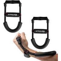 Strauss Wrist Forearm Strengthener | Improves Grip Strength | Arm Exercise Equipment for Forearm Workout | Adjustable Resistance | Hand and Wrist Strength Trainer (Black) Pack of 2