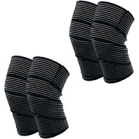 STRAUSS Elastic Knee Compression Bandage Wraps | Support for Ankle, Knee, Elbow Pain Relief, Sports & Workout | Can Be Used For Squats and Powerlifting | 2 Pair (Black)