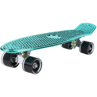 STRAUSS Fibreglass Cruiser Skateboard | Penny Skateboard | Casterboard | Hoverboard | Anti-Skid Board With High Precision Bearings | Wheel With Lights | Ideal For 8 Years and Above | 22 X 6 Inch, Blue