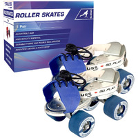 STRAUSS Junior Tenacity Roller Skates | Adjustable Shoe Size for kids | 4 Wheels Skates for Boys and Girls | for Indoor and Outdoor Skating | Age Group 3-7 Years | Weight Capacity upto 40kgs, Blue