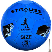 STRAUSS Official Football Size 3 |Professional Match Ball for Indoor & Outdoor Games & Training for Kids & Adults | Granular Texture with High-Performance Grained Surface, (Blue)