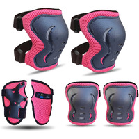 JASPO Secure Hybrid Knee, Elbow & Wrist Guard Combo for Skating, Cycling, Skateboarding, Roller Skating, Inline Skate, Running, Breathable & Washable Fabric, for All Age Groups (Pink, Medium)