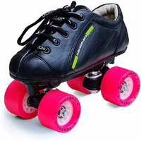 jaspo Kids Sprint Pro 10 Quad Outdoor Wheel Roller Skates - Beginner & Intermediate Training (1 Uk, Pink) With Durable Pu Wheels