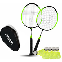 Jaspo Kidzyy Steel Badminton Racquet (Racket Length -18 Inches) with 6pc. Nylon Shuttle (Suitable for Kids)-Made in India (NEON Green)-Recommended for Kids only